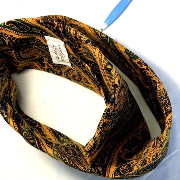 Gant Vintage Tie Challis Wool Paisley Orange Wide Swing Art Deco MCM Mob Mad Men - Picture 11 of 12